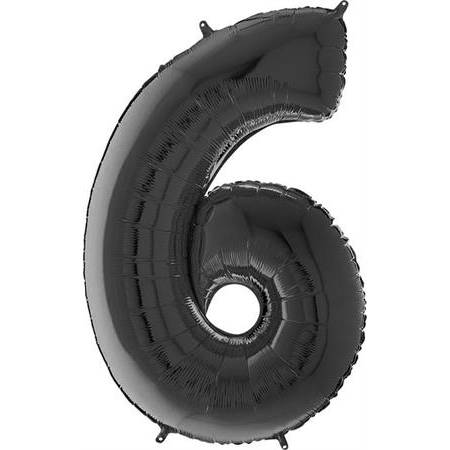 Nafukovací balónik číslo 6 čierny 66 cm