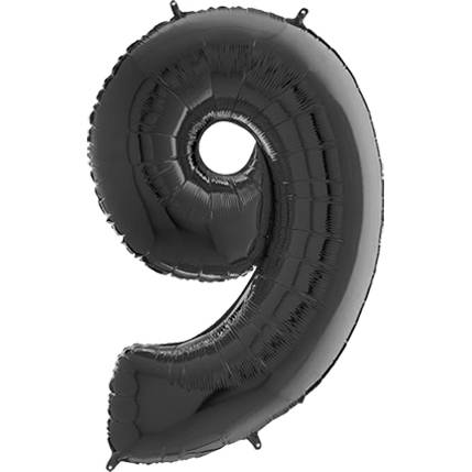 Nafukovací balónik číslo 9 čierny 66 cm
