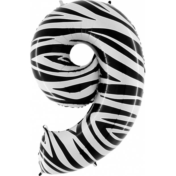 Nafukovací balónik číslo 9 zebra 102 cm extra veľký
