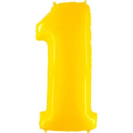Nafukovací balónik číslo 1 žltý 102 cm extra veľký
