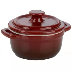 Pekáč malinový, vrátane poklice, keramika, červená, Ø10 cm x výška 8 cm