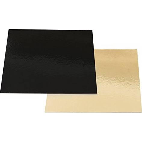 Podložka pod tortu čierno-zlatá štvorcová 24 cm x 24 cm 1 ks