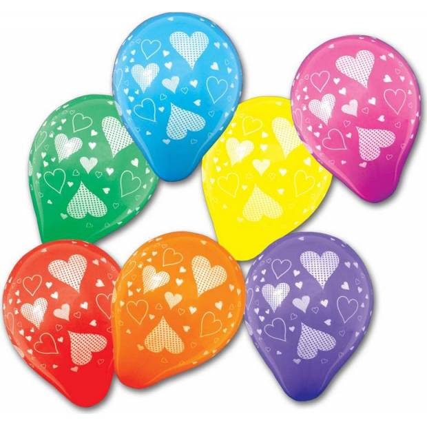 Balóniky farebné srdce 7 ks