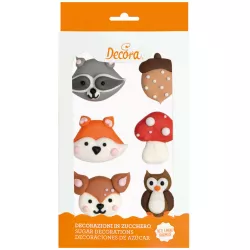 Cukrové zdobenie na tortu lesné zvieratká 6 ks