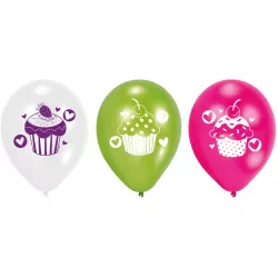 Farebné balóniky cupcake 22 cm 6 ks