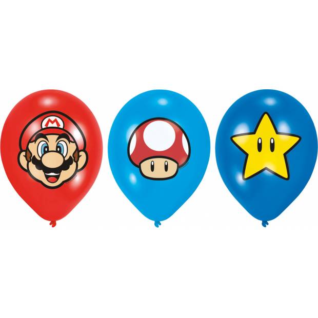 Nafukovacie balóniky Super Mario 27,5 cm 6 ks