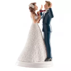 Svadobná figúrka na tortu 20 cm pritiahnutá za kravatu