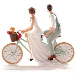 Svadobná figúrka na tortu 16x18 cm cyklisti