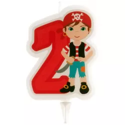 Sviečka na tortu číslica dva pirát 7cm
