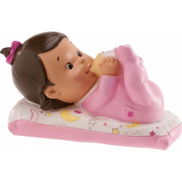 Figúrka na tortu bábätko ležiace dievčatko 10 x 6 cm