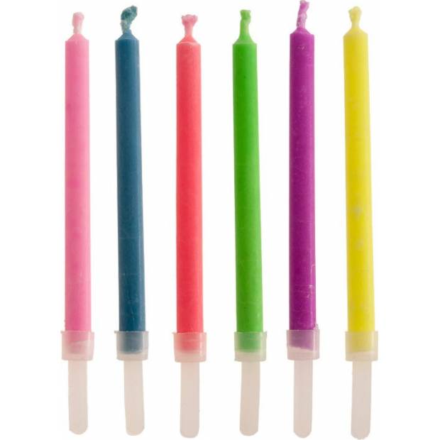 Farebné tortové sviečky so zápichom 6 ks