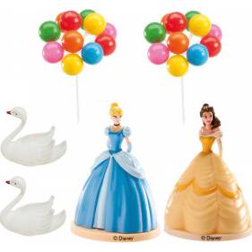Figúrka na tortu princezné, labute a balóniky