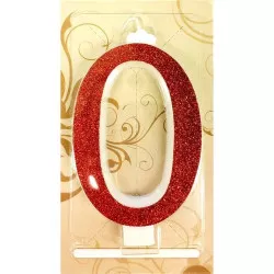 Sviečka veľká červená číslo 0 6528