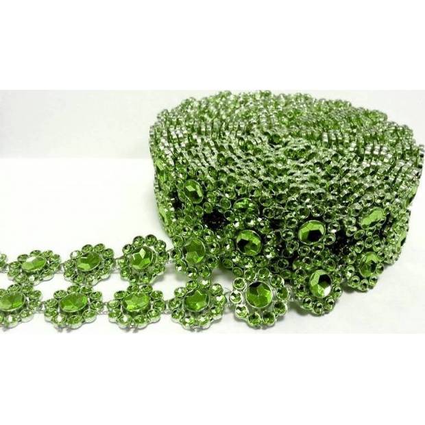 Diamantový pás plastový kvetinový zelený (3 cm × 3 m) 6025 dortis