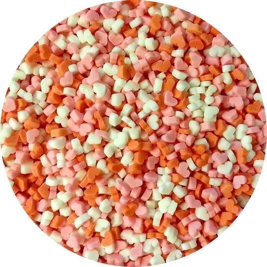 Cukrové srdiečka 3D ružové, červené a biele (50 g) FL25849-1 dortis