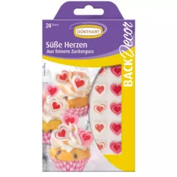 Cukrová dekorácia na zdobenie srdiečka 24 ks