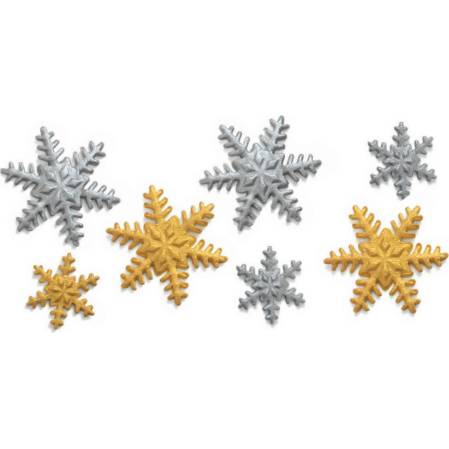 Cukrová dekorácia snehové vločky strieborné a zlaté 9 ks