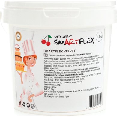 Smartflex Velvet Čerešňa 1,4 kg (Poťahovacia a modelovacia hmota na torty) 0038 dortis