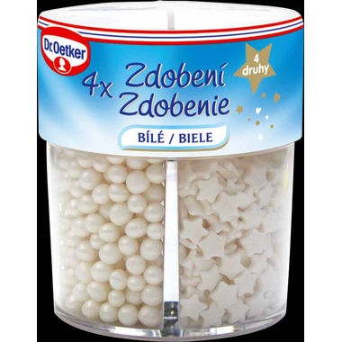 Dr. Oetker Ozdoby 4 druhy biele (73 g) DO0078 dortis