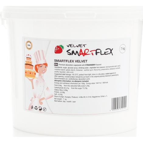 Smartflex Velvet Jahoda 7 kg (Poťahovacia a modelovacia hmota na torty) 0051 dortis