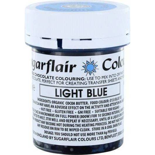 Farba do čokolády na báze kakaového masla Sugarflair Light Blue (35 g) C306 dortis