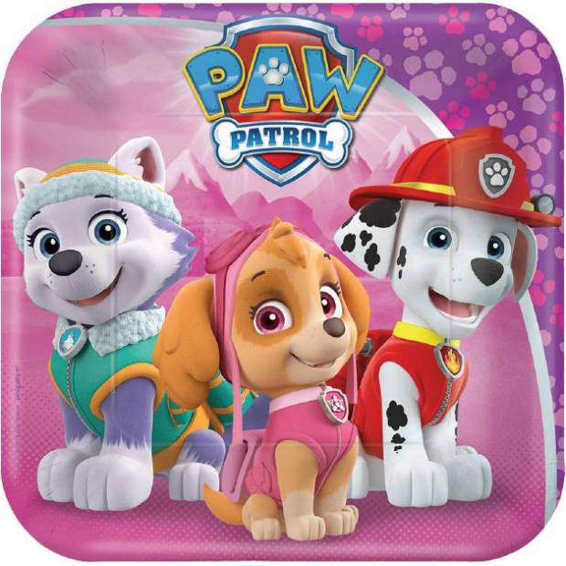 Papierový tanier 8 ks Paw Patrol štvorcové 18x18cm