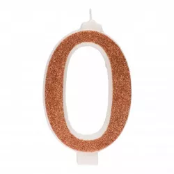 Sviečka na tortu 12 cm trblietavá zlatá číslo 0