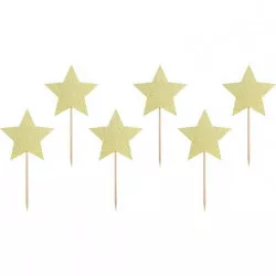 PartyDeco zapichovacie dekorácie na muffiny Zlaté hviezdičky KPM19-019B torta