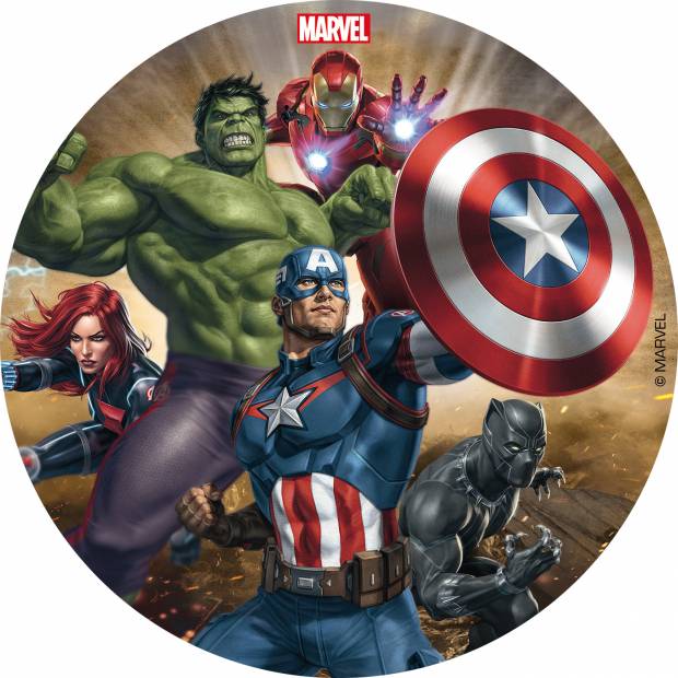 Jedlý obrázok na tortu 16 cm Avengers