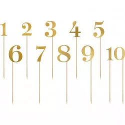PartyDeco zapichovacia dekorácia na tortu zlatá Číslica (11 ks) KPZ2-019M tortis