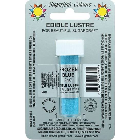 Jedlá prachová perleťová farba Sugarflair (2 g) Frozen Blue E144 dortis