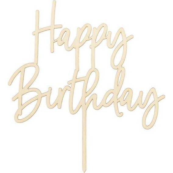 PartyDeco zapichovacia dekorácia na tortu drevená Happy Birthday KPT57-100 dortis