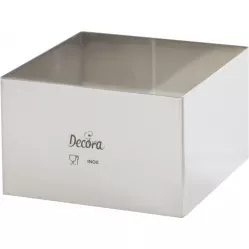 Nerezový dortový ráfek čtvercový 22x22x6 cm