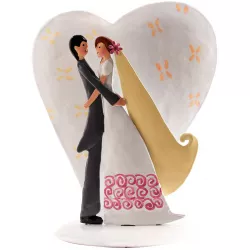 Svatební figurka na dort plechová srdce