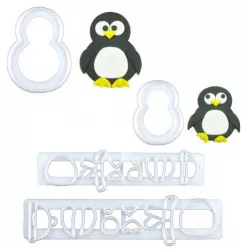 Sada 4 vykrajovačov v tvare tučniaka, rozmery 16 × 5 cm