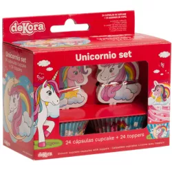 Sada 24 kusov košíčikov a špajdielky Jednorožec