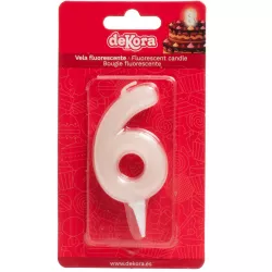 Sviečka na tortu číslo 6 biela 6cm