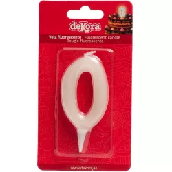 Sviečka na tortu číslo 0 svietiaca v tme 6 cm