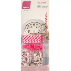 Sada narodeninových sviečok 7cm 8 ks sviečok a číslice - ružová