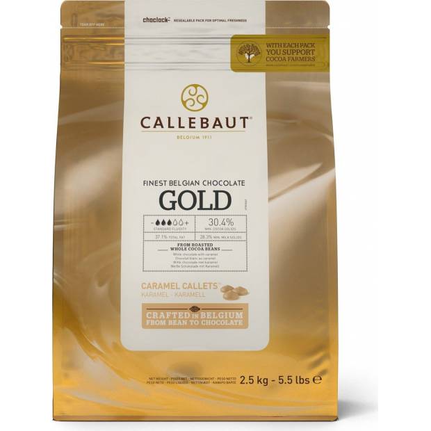 Kvalitná belgická čokoláda 2,5kg 30 % Gold caramel