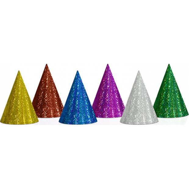Párty čiapočky farebné holografické 20 ks 16 cm