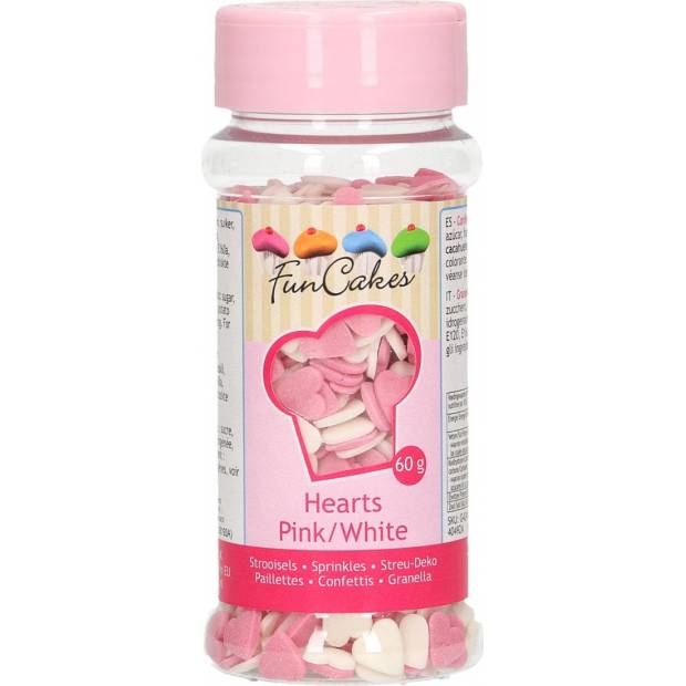 Cukrové srdiečka bielo-ružové 60 g