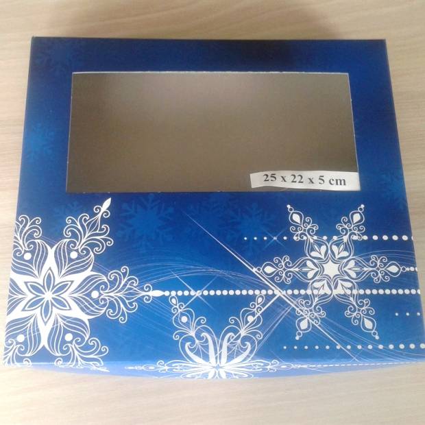 Vianočná škatuľa na koláče modrá 25 × 22 × 5 cm