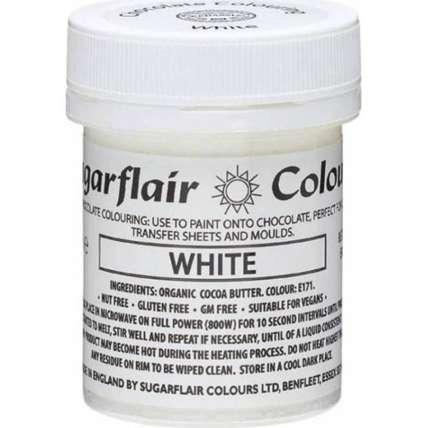 Čokoládová farba na báze kakaového masla Sugarflair White (35 g) C313 dortis