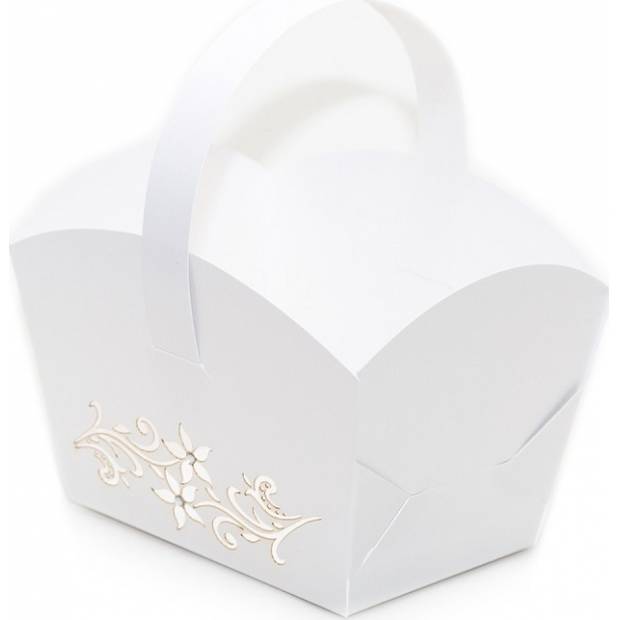 Svadobný košíček na koláče biely perleťový (10 × 6,7 × 8 cm) KOS910C dortis