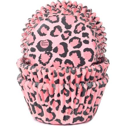 Košíky na muffiny ružový leopard 50x33 mm