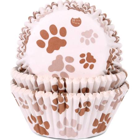 Košíky na muffiny hnedé labky 50x33 mm