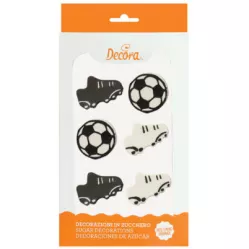 Cukrová dekorácia na tortu futbal, 6 ks
