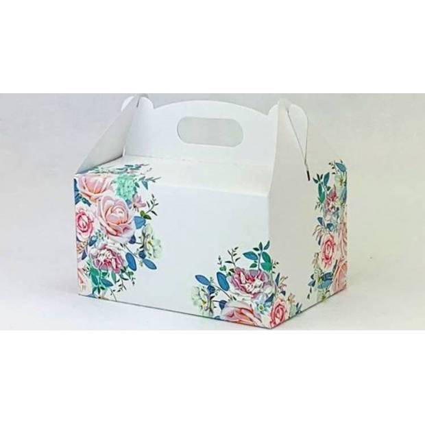 Svadobná krabička na výslužky biela s ružami (20 x 13 x 11 cm) K56-2153-01 dortis