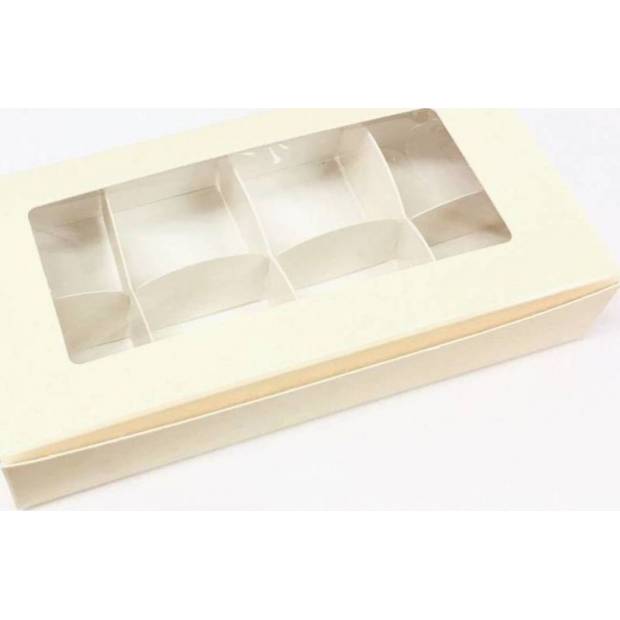Krabička na pralinky krémová 16 x 8 cm (na 8 kusů) SC37792 dortis